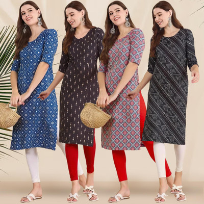 1 Stop Fashion Women Printed A-line Kurta(Multicolor)