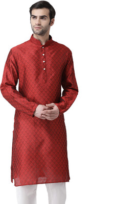 SG Men Self Design Straight Kurta(Red)