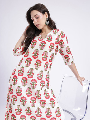 Anouk Rustic Women Floral Print Straight Kurta(Multicolor)