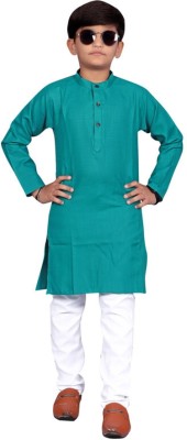 parvati fashion Boys Solid Straight Kurta(Blue)