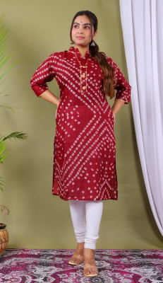 Parth Fashion Women Printed Straight Kurta(Maroon)