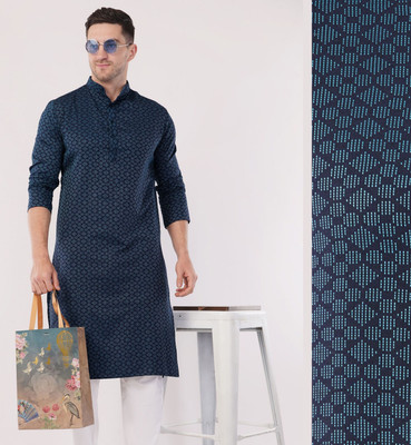 Sypher Boutique Men Printed Straight Kurta(Dark Blue)