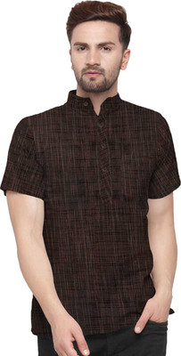 RA Collection Men Solid Straight Kurta(Brown)