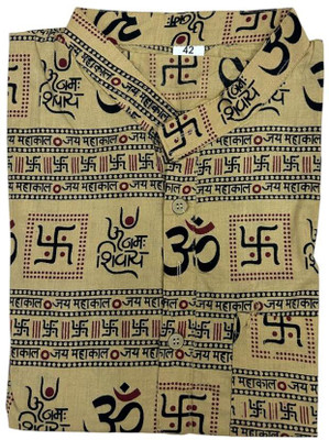 Heer Vista Men Printed Straight Kurta(Beige)