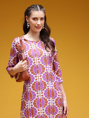 HERE&NOW Women Floral Print Straight Kurta(Multicolor)