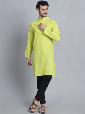 Aarsha Men Printed Straight Kurta(Light Green, White)