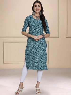 1 Stop Fashion Women Printed A-line Kurta(Blue)