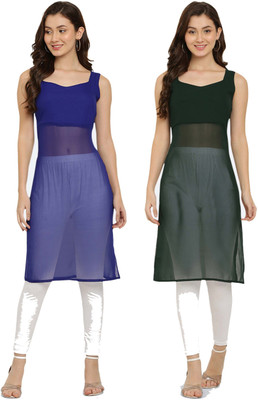 VESICLE Women Solid A-line Kurta(Blue, Green)