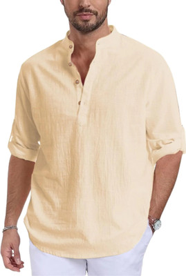 Vimal Star Men Solid Straight Kurta(Beige)