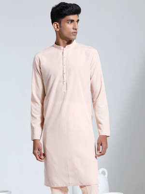 VASTRAMAY Men Solid Straight Kurta(Orange)