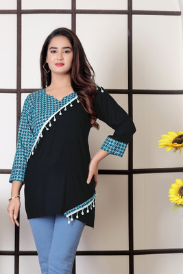 NEw BHARAT SALES Women Printed A-line Kurta(Black)