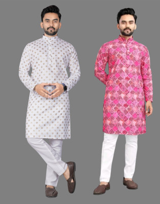 DHASU TRENDZ Men Printed Straight Kurta(Multicolor)