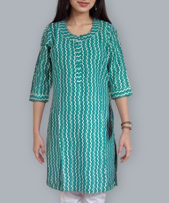 Dehyan Women Printed A-line Kurta(Green)