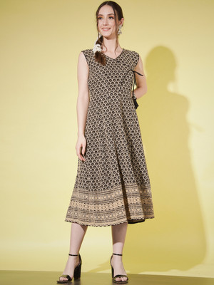 GUFRINA Women A-line Black Midi/Calf Length Dress