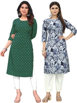 MARIDI FASHION Women Printed Straight Kurta(Multicolor)
