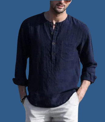 ZAKOD Men Solid Straight Kurta(Dark Blue)