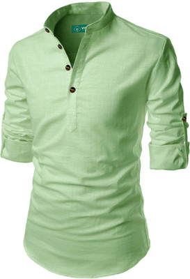 VIMASUTI Men Solid A-line Kurta(Light Green)