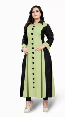 Faxmon Fashion Women Self Design Ethnic Dress Kurta(Green)
