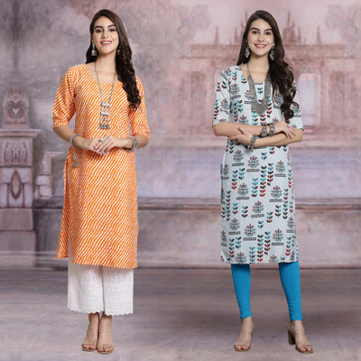 Moda Rapido Women Printed Straight Kurta(Multicolor)