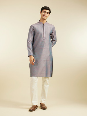 DIWAS by Manyavar Men Self Design Straight Kurta(Grey)