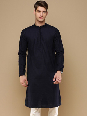 ANOUK Men Self Design Straight Kurta(Blue)
