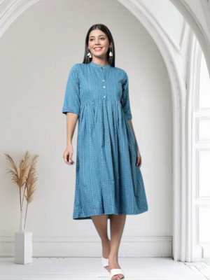 Kfashionbf Women Maxi Multicolor Ankle Length Dress