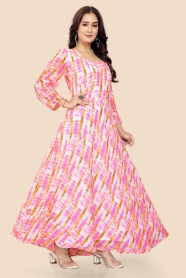PRIYESHA TEXTILES Anarkali Gown(Pink)