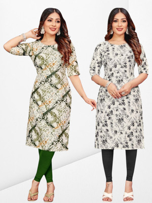 Nitya Trends Women Printed Straight Kurta(White)