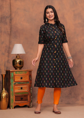 EMPIRE STYLE Women Printed A-line Kurta(Black)
