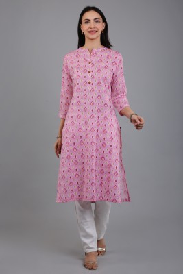 VAPPS Women Printed Straight Kurta(Pink, Beige, Yellow)