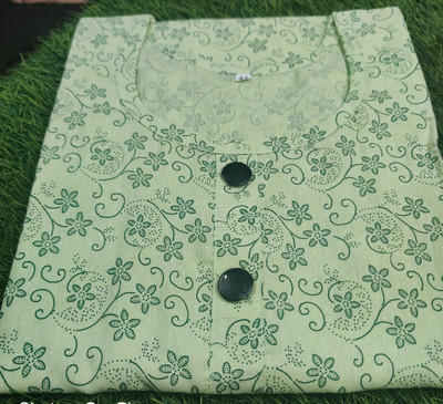goldeensport Women Printed A-line Kurta(Green)