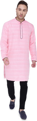 KUONS AVENUE Men Solid Straight Kurta(Pink)