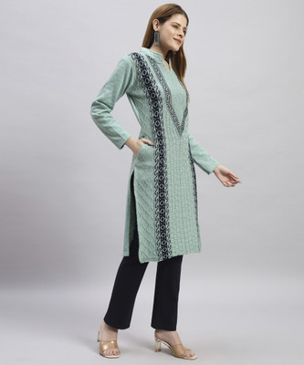 WILLEY Women Self Design Straight Kurta(Light Green)
