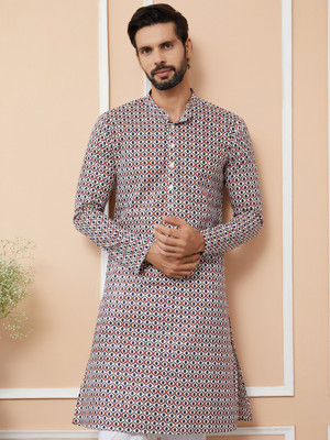 See Designs Men Printed Straight Kurta(Multicolor)