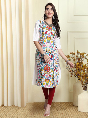 EthnicBasket Women Printed A-line Kurta(Multicolor)