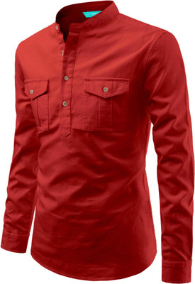 VIMASUTI Men Solid A-line Kurta(Red)