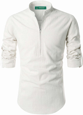 VIMASUTI Men Solid A-line Kurta(White)