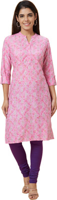 Globus Women Printed Straight Kurta(Pink)