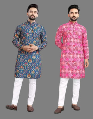 DHASU TRENDZ Men Printed Straight Kurta(Multicolor)