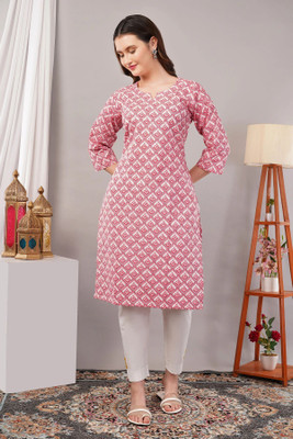 EVERSOFT FLOW Women Floral Print Straight Kurta(Red)