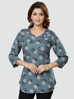 Saree Swarg Women Printed A-line Kurta(White, Black, Grey)