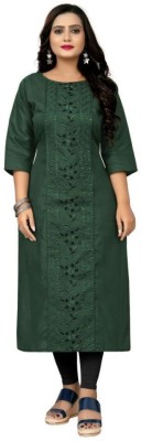 Mahadev Fashion Women Embroidered A-line Kurta(Green)