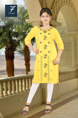 Fessist Women Solid A-line Kurta(Yellow)
