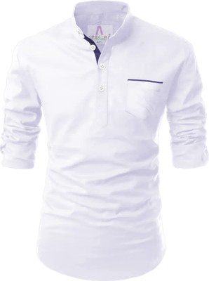 Apektra Men Solid Pathani Kurta(White)