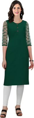 Coft Women Solid, Self Design A-line Kurta(Dark Green)