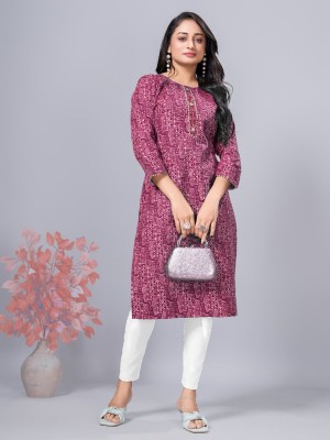 SIMPLYETHNICS Women Printed Anarkali Kurta(Pink)