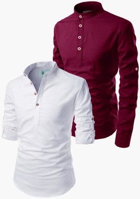 TrendiVastra Men Solid Pathani Kurta(Maroon)