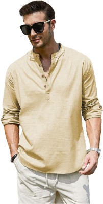 Vida Loca Men Solid Straight Kurta(Beige)