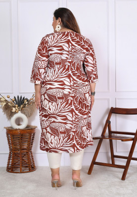 Flavia Creation Women Printed A-line Kurta(Maroon, White)