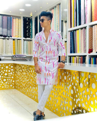 DIAMOND CLUSTER Men Printed Straight Kurta(Multicolor)